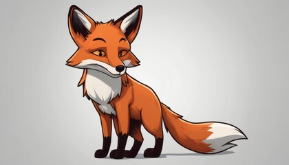 Obraz premium A fox with a white tail and black nose