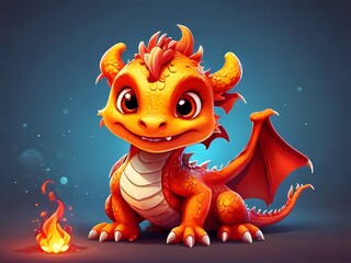 cute baby dragon cartoon, colored cartoon art