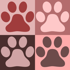 Pattern with Pet Pawprint Footprint Paw Design Element.