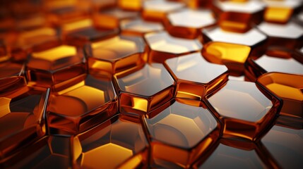 Obraz premium An intimate view of indoor honeycombs, radiating in shades of amber and gold, adorned with a solitary chair, evoking a sense of sweet solitude