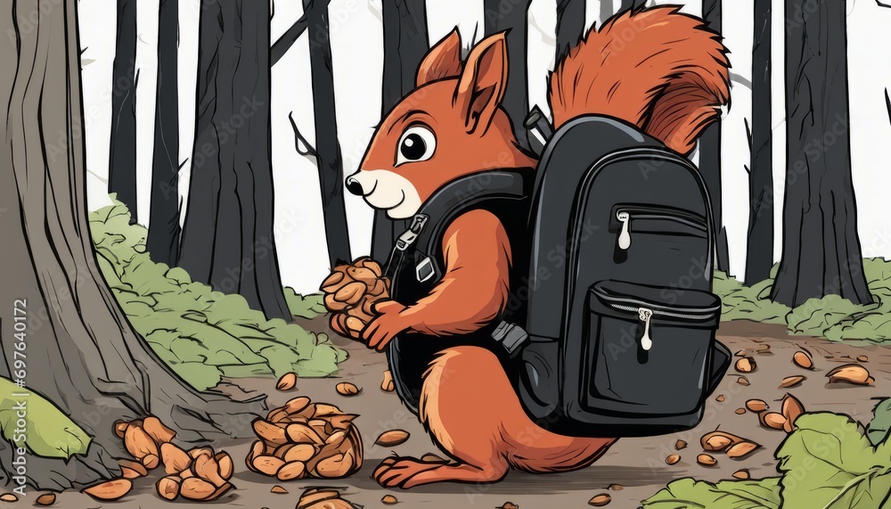 Canvas Prints A squirrel with a backpack on its back