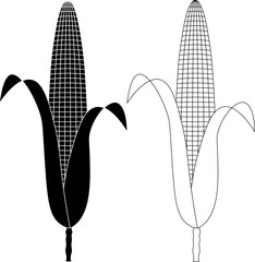 outline silhouette corn icon set