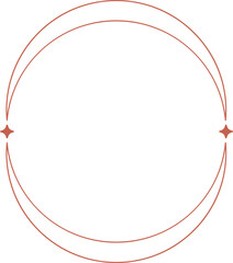 Fototapeta premium Aesthetic circle frame shape. Outline minimal graphic element with stars. Abstract boho arch with sparkles. Trendy geometric template for poster and story.