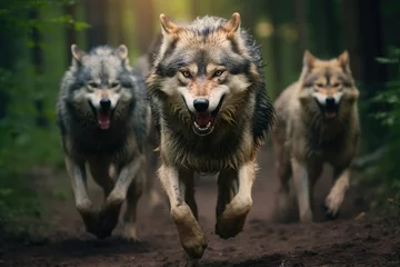 Deurstickers Grey dog predator wildlife canine wild nature wolf animal gray fur mammal forest © SHOTPRIME STUDIO