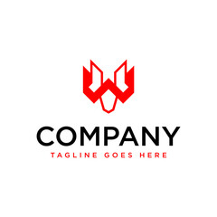 W letter wolf head logo vector