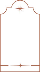 Obraz premium Aesthetic frame shape. Outline minimal graphic element with stars. Abstract boho arch with sparkles. Trendy ramadan islamic template for poster and story.