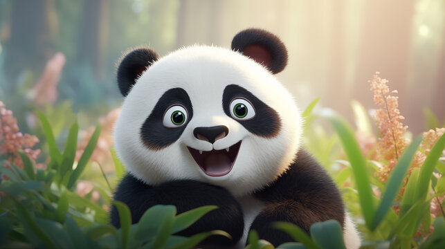 Hand drawn cartoon cute panda illustration picture

