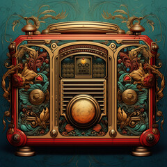 High-Definition Intricate Detailed Illustration of a Radio