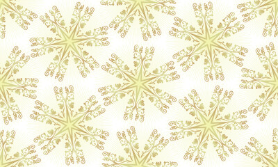Naklejka na ściany i meble Vector seamless christmas pattern with shiny golden snowflakes on a transparent background