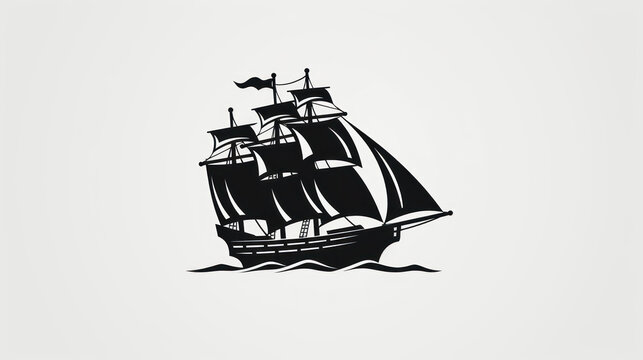 vintage pirate ship black vector icon