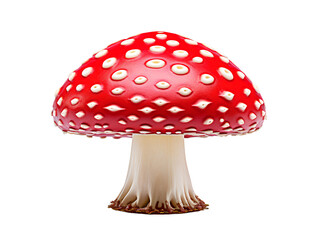 Red Mushroom Fly Agaric (Amanita muscaria), isolated on a transparent or white background