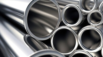 Cross-sectional view of several round steel tubes with metallic luster.