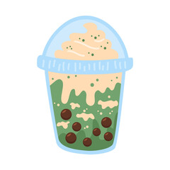 matcha Bubble milk tea illustration