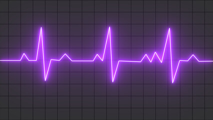 Heart rate monitor electrocardiogram beautiful purpl bright design on black background. - obrazy, fototapety, plakaty