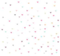 Pastel heart scattered randomly pattern multi colors gift wrap design vector