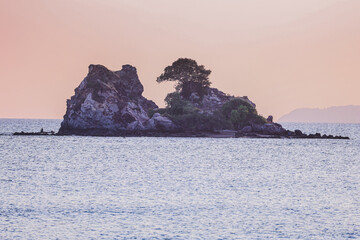Close-up of a small island in the sea at Laem Mae Phim