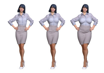 Obraz premium 3D Render : front view of standing female body type illustration : ectomorph (skinny type), mesomorph (muscular type), endomorph(heavy weight type)