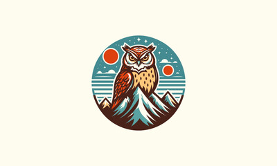 owl on mountain vector illustration flat design