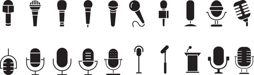 Microphone icon set. Different microphone collection. Vector - obrazy, fototapety, plakaty