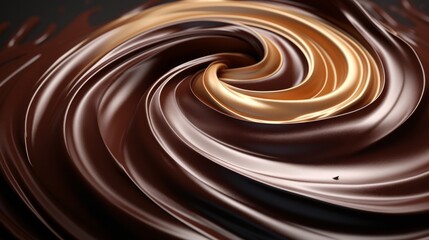 Close-up of Whirling Melted Dark Chocolate. Neural network AI generated art