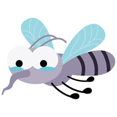 Crying injured mosquito cartoon.