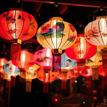  close-up of illuminated chinese lantern