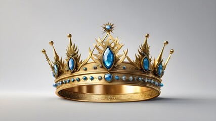 3d royal golden crown on the white screen  - obrazy, fototapety, plakaty