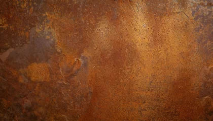 Deurstickers grunge rusty orange brown metal corten steel stone concrete wall or floor background rust texture © Ashley