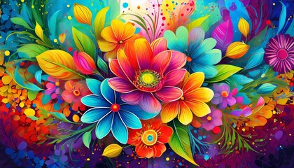 abstract colorful illustration flower art generative ai