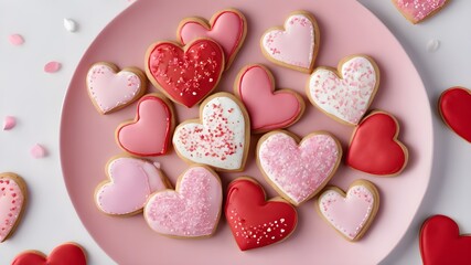 heart shaped cookies, valentine day theme - Powered by Adobe