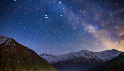 starry night sky only sky mountains and stars