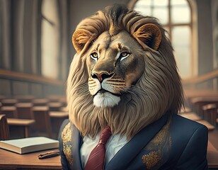 Portrait of a lion as a teacher