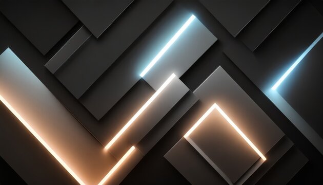 abstract 3d background glowing geometric shapes pattern texture on dark black background