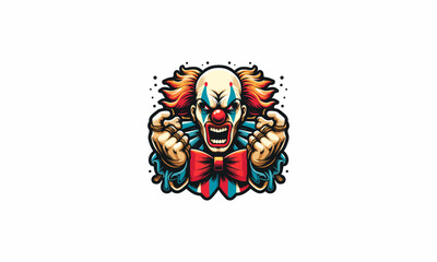 head clown angry vector mascot design