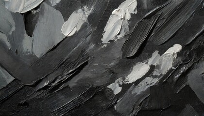 closeup of abstract rough black gray dark colored art painting texture with oil acrylic brushstroke...