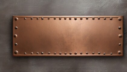old narrow bronze metal plate or nameboard with rivets 3d illustration