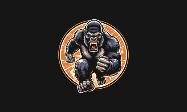 gorilla running angry vector illustration mascot design