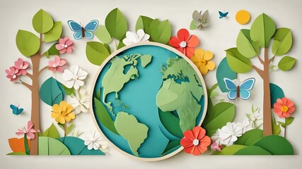 earth in the middle of flower,Earth day concept. Earth day vector illustration for poster, banner, print, web.