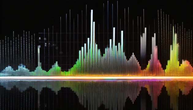 audio track frequency and signal spectrum on black background © Ashley