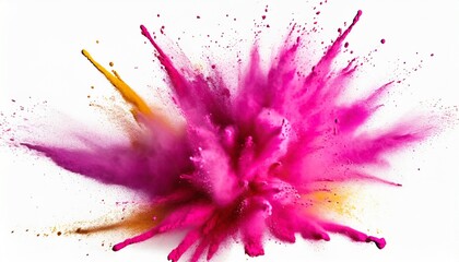 bright pink magenta holi paint color powder festival explosion burst isolated white background...