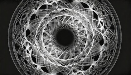 circular weave in black and white a digital abstract fractal creation with a double circular weave design in black and white