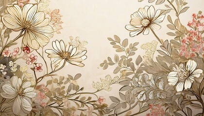 beige botanical wallpaper background