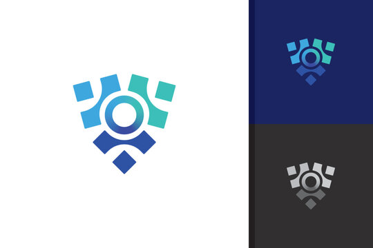 cyber security shield logo design vector template - Powered by Adobe