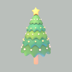 3d rendered cartoon christmas tree object on a light gray background.