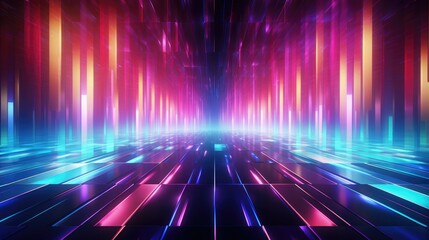 atmospheric 3d cube abstraction, atmospheric abstraction with 3d cubes in space colorful lights neon cubes on black