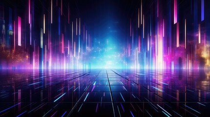 experimental space square motif, experimental motif with 3d space squares colorful lights neon cubes on black