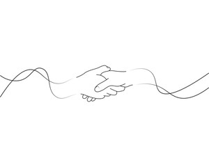 two hands are shaking hands line art style. vector illustration. eps 10_3