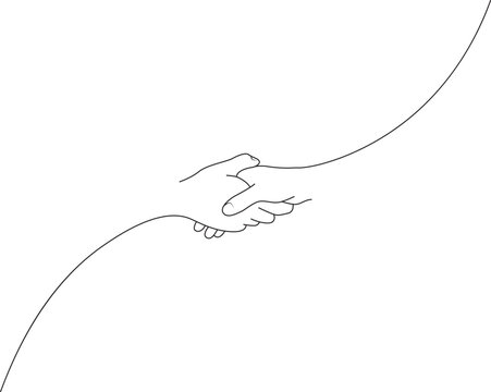 recommend clip art: two hands are shaking hands line art style. vector illustration. eps 10_1