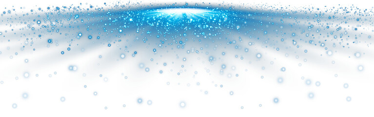 Christmas background. Powder dust light PNG. Magic shining blue dust. Fine, shiny dust bokeh particles fall off lightly. Fantastic shimmer effect. PNG. © Orange Sky