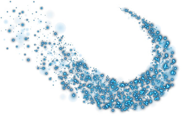 Christmas background. Powder dust light PNG. Magic shining blue dust. Fine, shiny dust bokeh particles fall off lightly. Fantastic shimmer effect. PNG.
